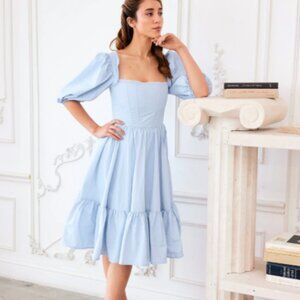 IVORY SHEEP The Alice Blue Josephine Midi Dress Large